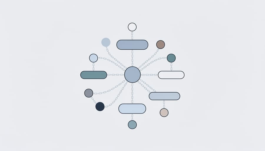 Network of interconnected ropes representing digital link building connections