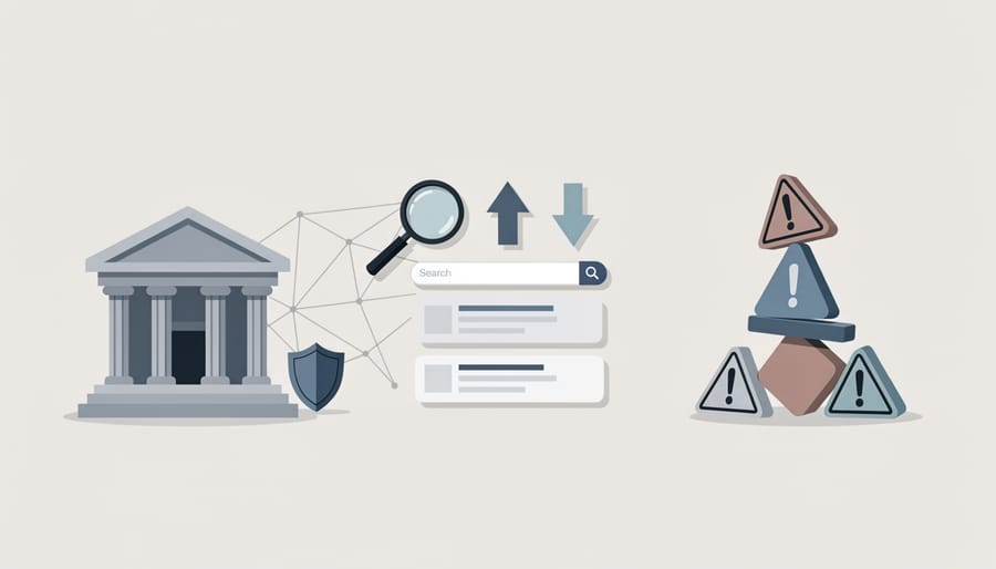 Warning sign on unstable ground representing SEO strategy risks